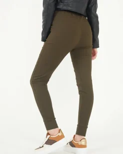 Legginsy / Tregginsy|Spodnie Materiałowe^Royalfashion Zielone tregginsy damskie materiałowe z ozdobnymi napisami zielony