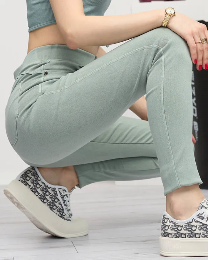 Legginsy / Tregginsy^Royalfashion Zielone tregginsy damskie zielony