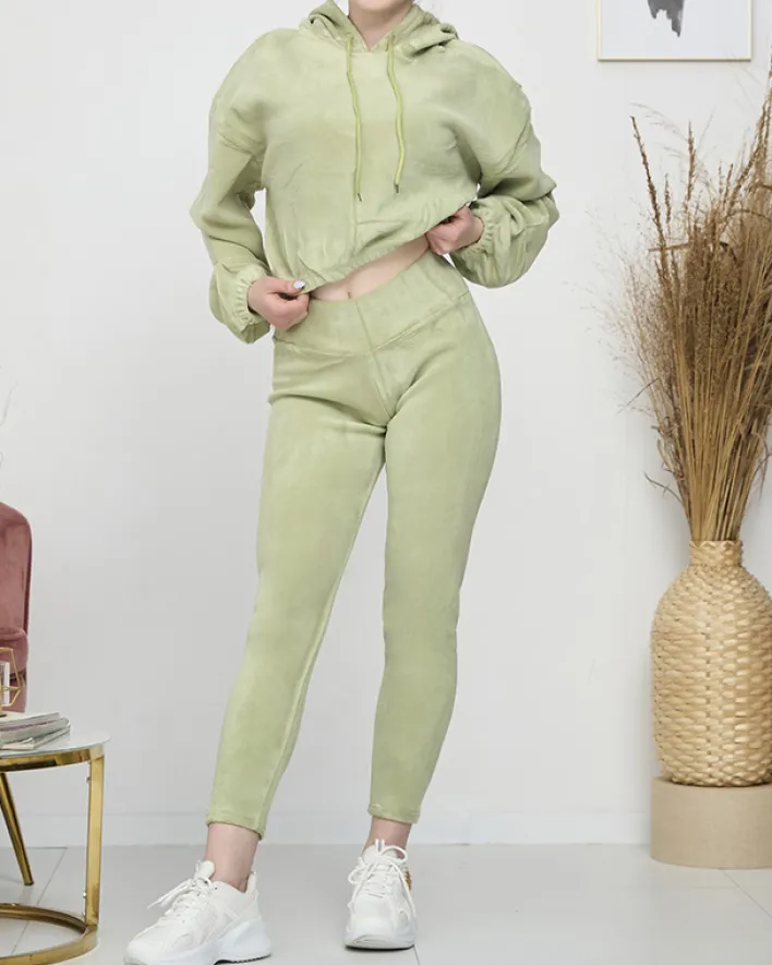 Legginsy / Tregginsy|Plus Size^Royalfashion damski komplet sportowy bluza i legginsy zielony