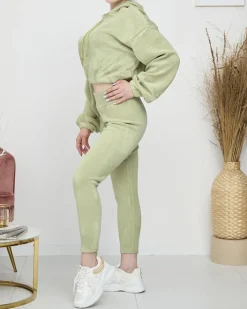 Legginsy / Tregginsy|Plus Size^Royalfashion damski komplet sportowy bluza i legginsy zielony