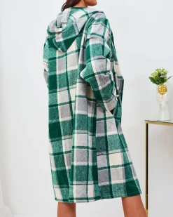 Kurtki / Marynarki / Płaszcze^Royalfashion damski płaszcz w kratę zielony