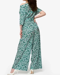 Komplety Damskie^Royalfashion damski plisowany komplet w kwiatki zielony