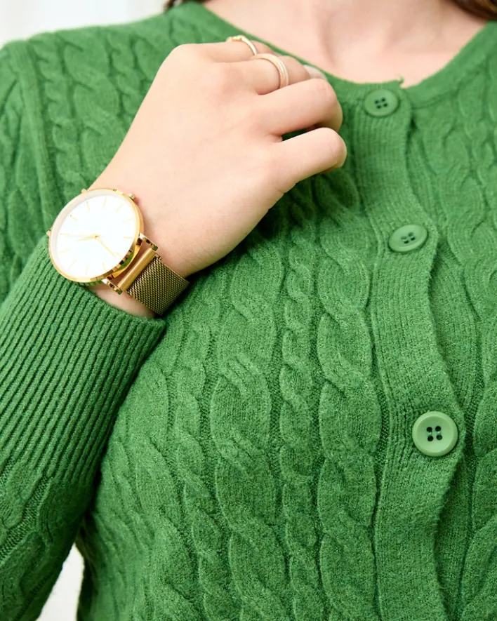 Swetry^Royalfashion damski sweter warkoczowy splot zielony