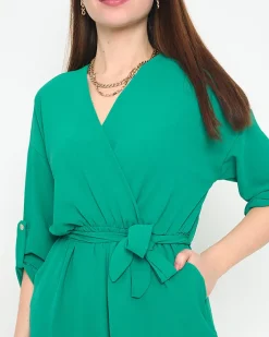 Kombinezony^Royalfashion długi kombinezon damski zielony