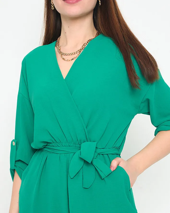 Kombinezony^Royalfashion długi kombinezon damski zielony