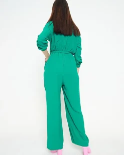 Kombinezony^Royalfashion długi kombinezon damski zielony