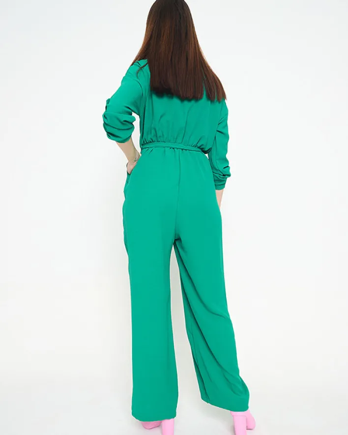 Kombinezony^Royalfashion długi kombinezon damski zielony