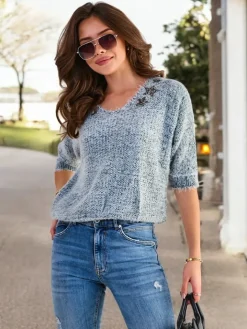 Swetry^Royalfashion sweter z gwiazdkami zielony