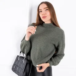 Swetry^Royalfashion sweter typu półgolf zielony