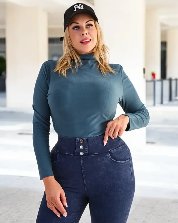 Swetry^Royalfashion sweter typu półgolf zielony