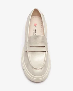 Półbuty|Mokasyny Na Płaskiej Podeszwie^Royalfashion Złote mokasyny damskie z eko skóry Sepop złoty