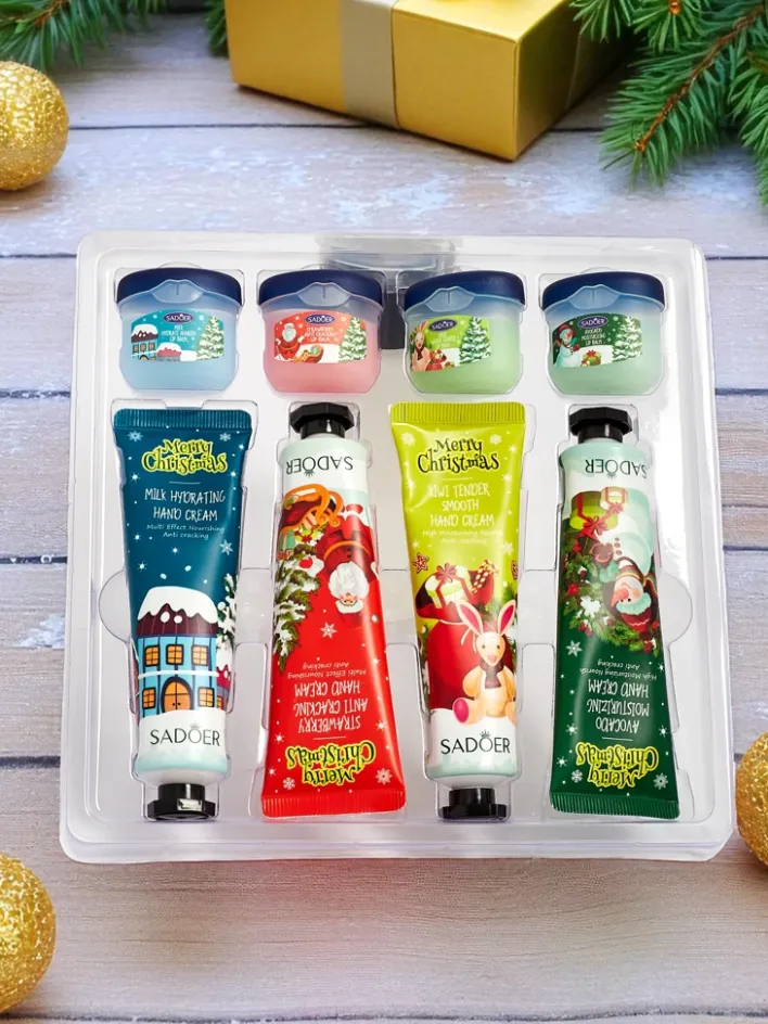 Dłonie|Twarz^Royalfashion Sadoer Świąteczny zestaw kremów do rąk i balsamów do ust