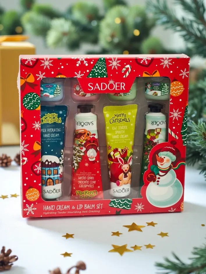 Dłonie|Twarz^Royalfashion Sadoer Świąteczny zestaw kremów do rąk i balsamów do ust