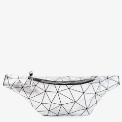 Nerki I Saszetki^Royalfashion Srebrna torebka typu nerka z geometrycznym wzorem- Akcesoria srebrny