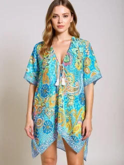 Narzutka Plażowa|Bluzki / Koszule / Koszulki^Royalfashion Sukienka Pareo Aurora Riviera – kolorowa tkanina , dekolt V Wielokolorowe