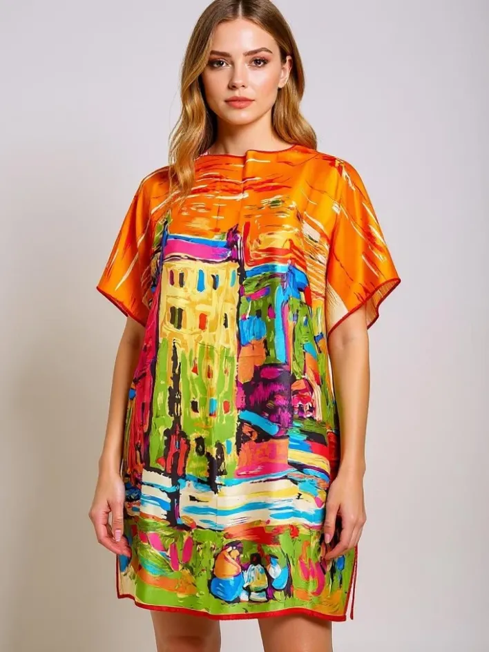 Narzutka Plażowa|Bluzki / Koszule / Koszulki^Royalfashion Sukienka Pareo Callista – Wielokolorowa inspiracja sztuką włoską Wielokolorowe