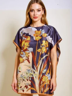 Narzutka Plażowa|Bluzki / Koszule / Koszulki^Royalfashion Sukienka Pareo Callista Nero z kolorowym kwiatowym motywem Wielokolorowe