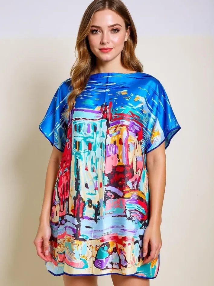 Narzutka Plażowa|Bluzki / Koszule / Koszulki^Royalfashion Sukienka pareo Demetria – wielokolorowa, uniwersalna, do kolana Wielokolorowe