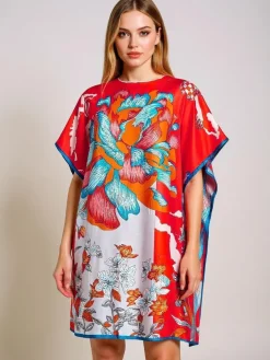 Narzutka Plażowa|Bluzki / Koszule / Koszulki^Royalfashion Sukienka pareo do kolan Calista – wielokolorowa elegancja Wielokolorowe