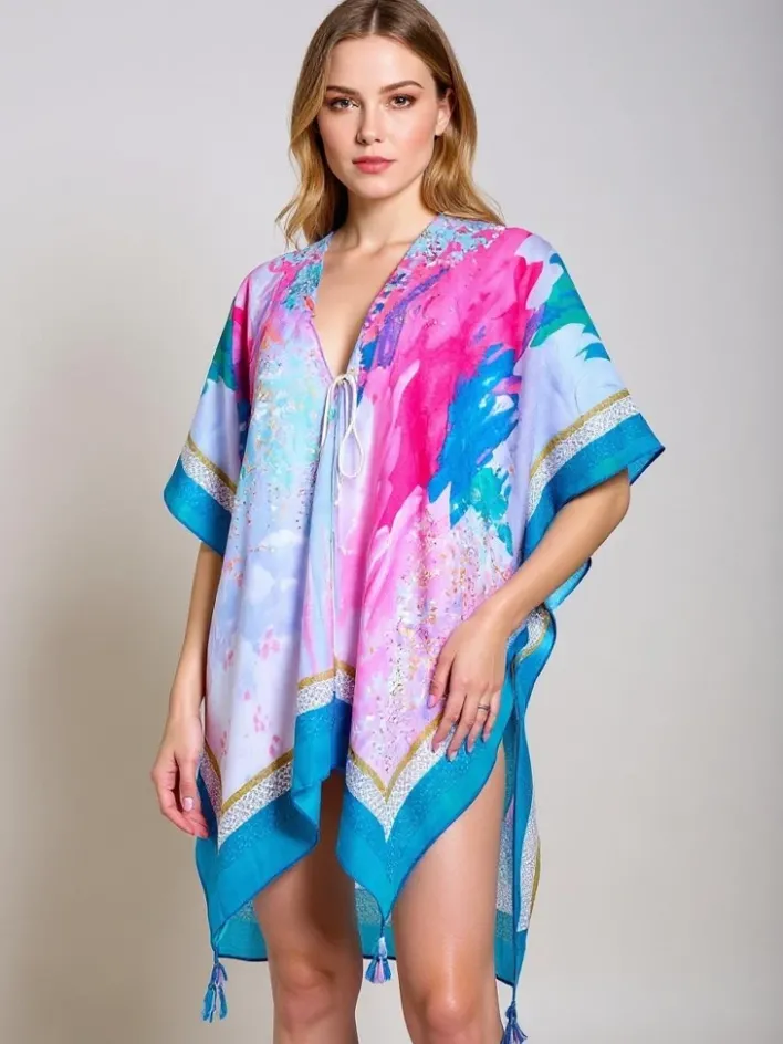 Narzutka Plażowa|Bluzki / Koszule / Koszulki^Royalfashion Sukienka pareo Calypso – zwiewna kreacja do kolan, kolorowa Wielokolorowe