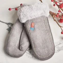 Rękawiczki^Royalfashion Szare dziecięce rękawiczki na sznurku i z jednym palcem - Rękawiczki gołębi szary