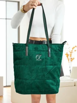 Torebki Shoppers^Royalfashion Torebka damska shopper eko zamszowa Caryenne zielony