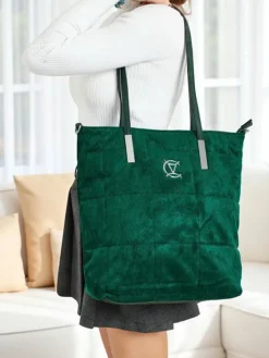 Torebki Shoppers^Royalfashion Torebka damska shopper eko zamszowa Caryenne zielony