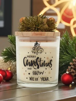 Dekoracje I Ozdoby|Artykuły Chemiczne^Royalfashion Świąteczna świeca zapachowa Merry Christmas Happy New Year