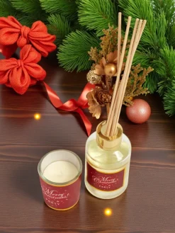 Artykuły Chemiczne^Royalfashion Zestaw: Świąteczne pałeczki zapachowe i świeca Merry Christmas