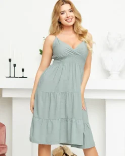 Sukienki Letnie|Sukienki Krótkie^Royalfashion Zielona damska letnia sukienka do kolan - Odzież zielony